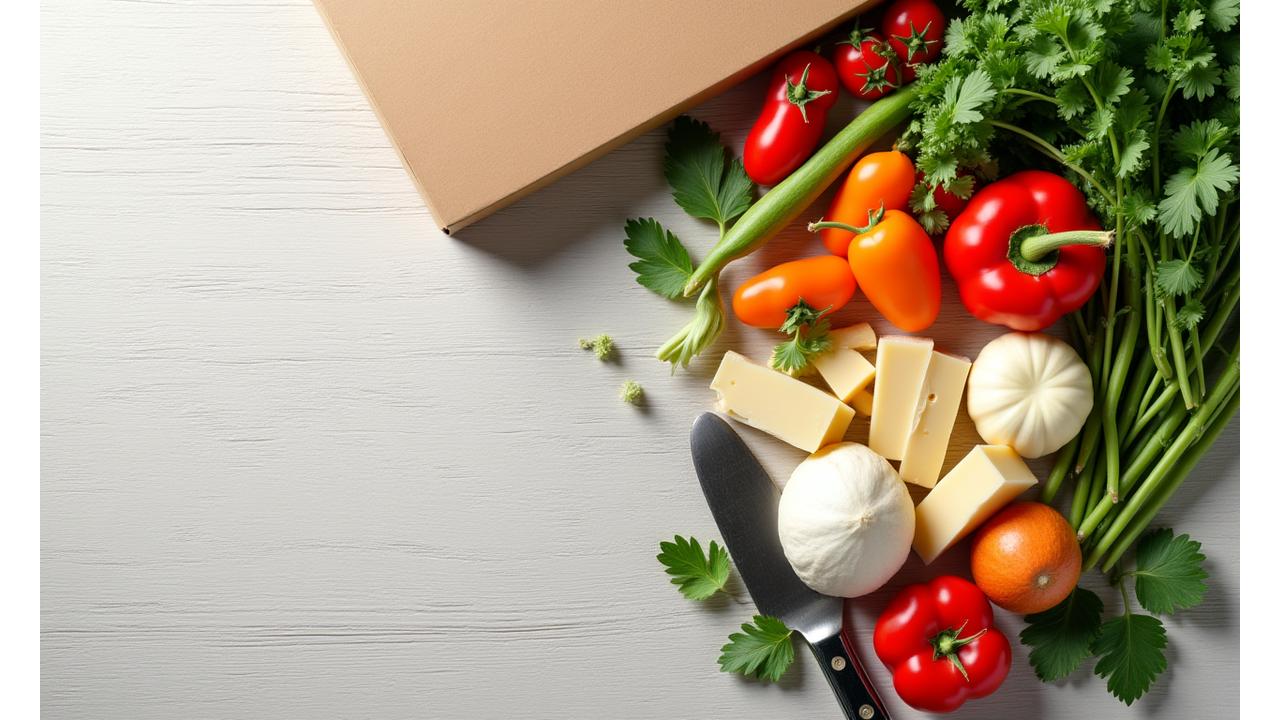 Vidéo d'unboxing d'un kit repas gourmet Fleur de Sel & Fourchette, mettant en scène des ingrédients frais et élégamment présentés.