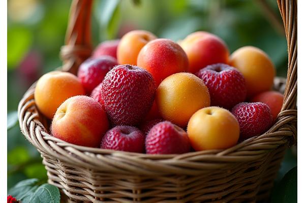 Fruits biologiques frais et colorés dans un panier en osier